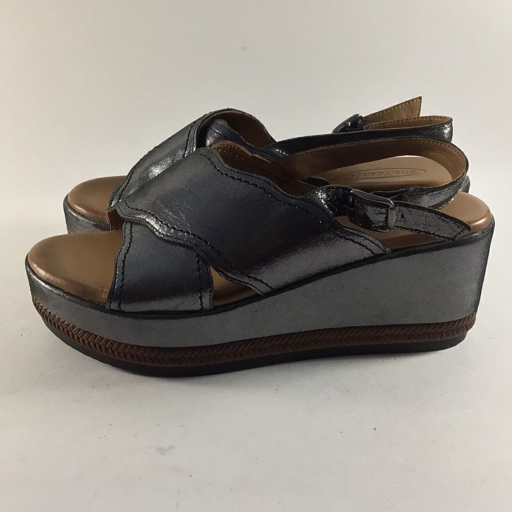 Sheridan Mia Metallic Black Platform Sandals - Picture 3 of 8